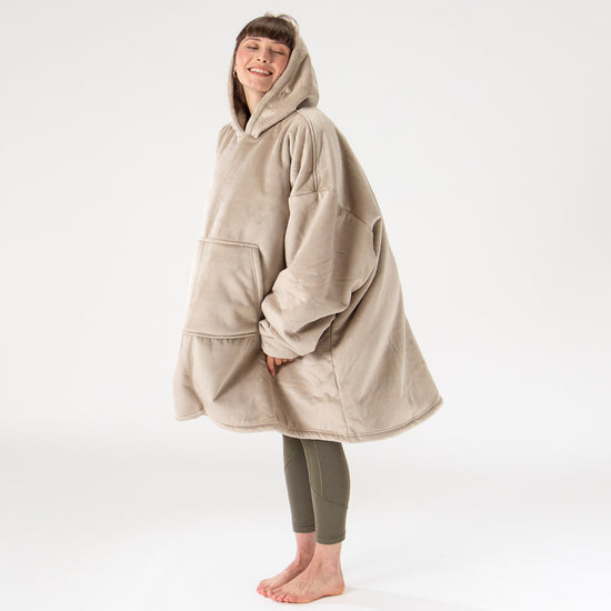 Oversized Hoodie-deken Sweatshirt voor Volwassenen - Minky Crème / Mink 03