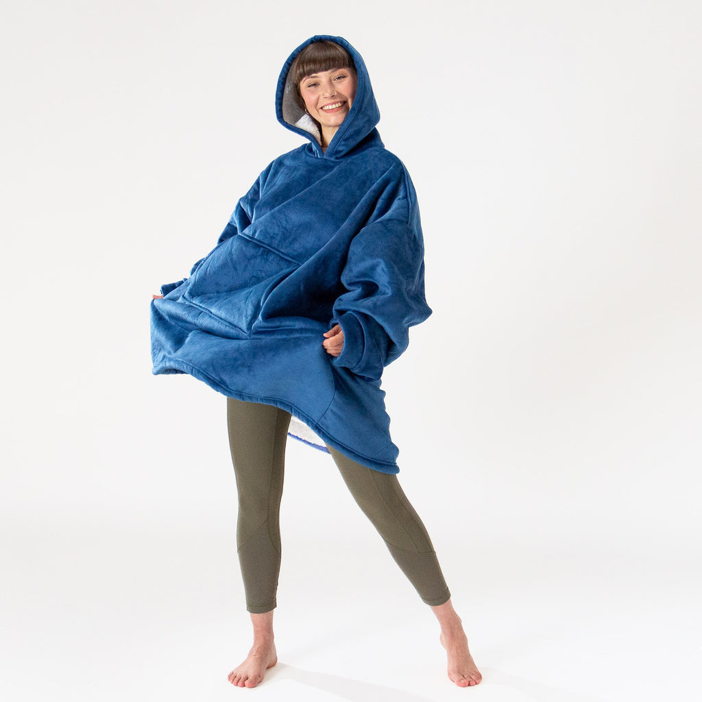 Oversized Hoodie-deken Sweatshirt voor Volwassenen - Minky Donker blauw 01