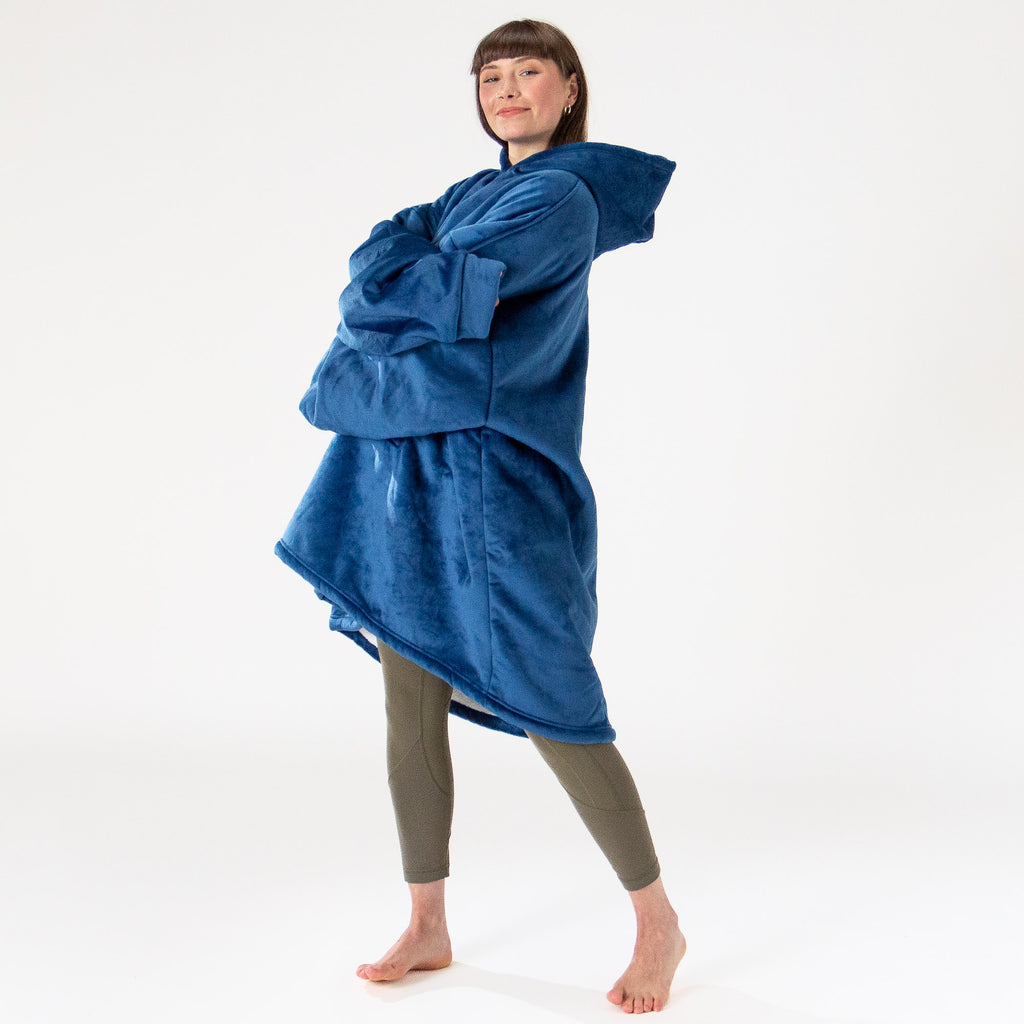 Oversized Hoodie-deken Sweatshirt voor Volwassenen - Minky Donker blauw 02
