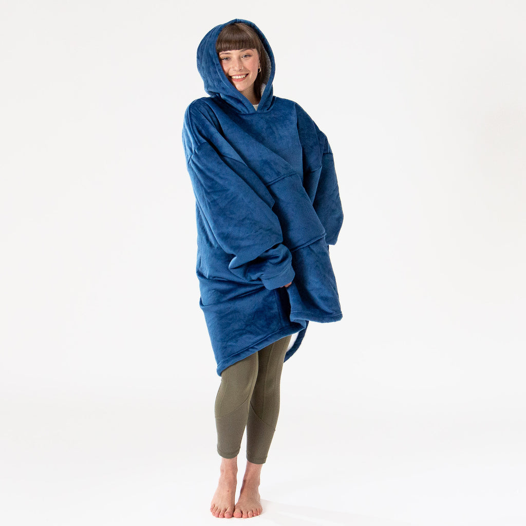 Oversized Hoodie-deken Sweatshirt voor Volwassenen - Minky Donker blauw 03