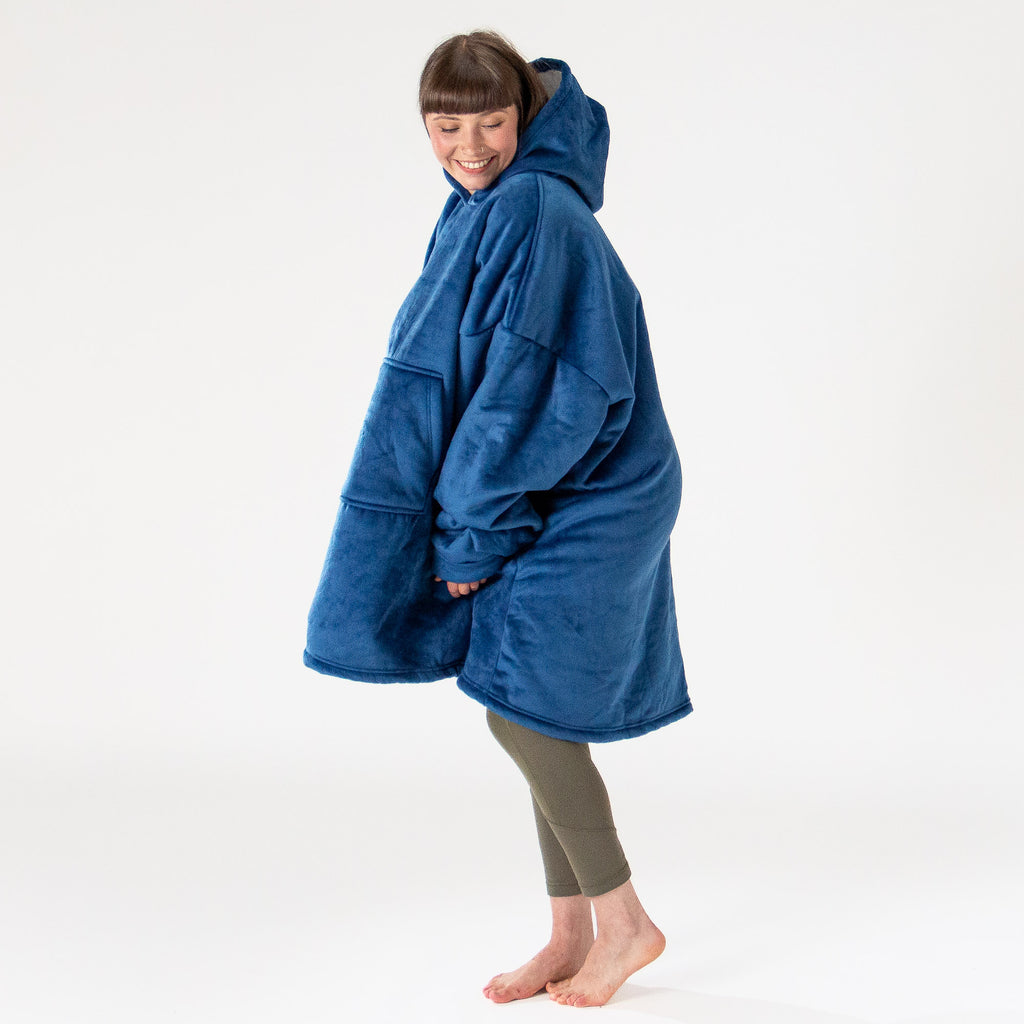 Oversized Hoodie-deken Sweatshirt voor Volwassenen - Minky Donker blauw 04