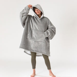 Oversized Hoodie-deken Sweatshirt voor Volwassenen - Minky Grijs