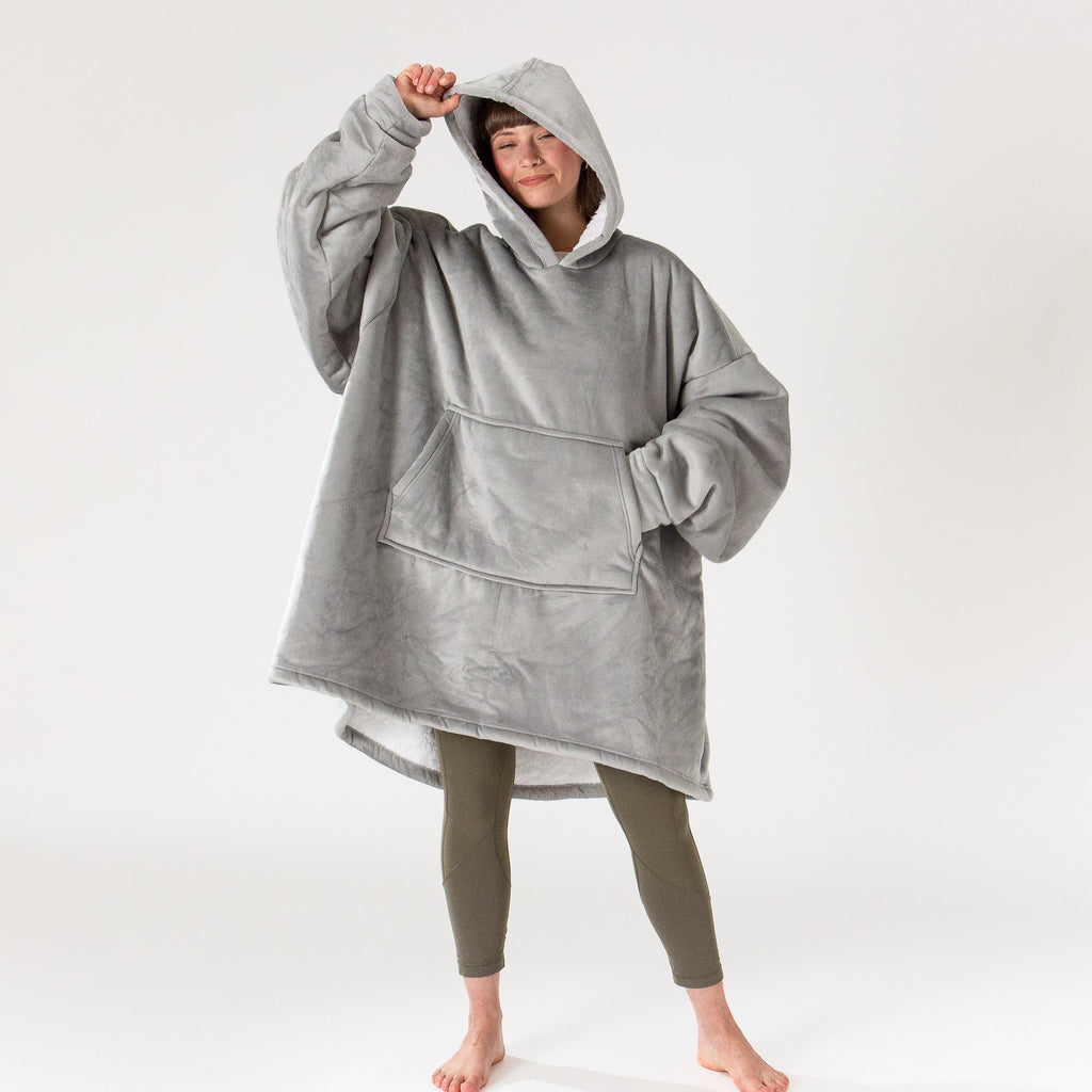 Oversized Hoodie-deken Sweatshirt voor Volwassenen - Minky Grijs 01
