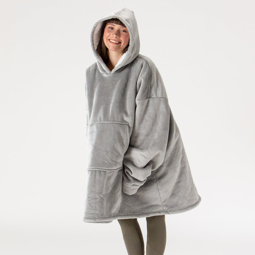 Oversized Hoodie-deken Sweatshirt voor Volwassenen - Minky Grijs 03
