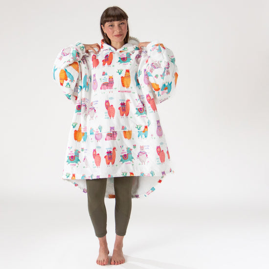 Oversized Hoodie-deken Sweatshirt voor Volwassenen - Minky Lama 02