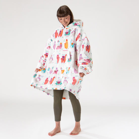 Oversized Hoodie-deken Sweatshirt voor Volwassenen - Minky Lama 04