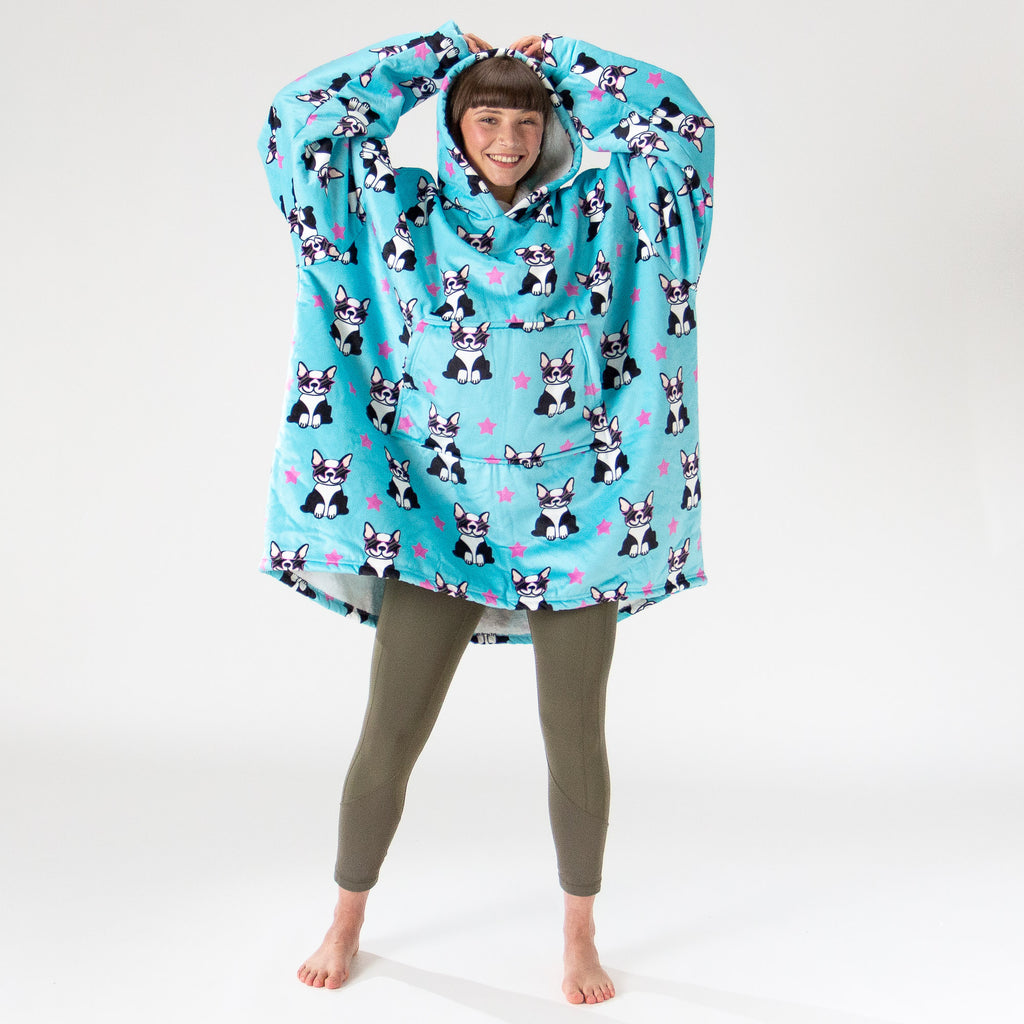 Oversized Hoodie-deken Sweatshirt voor Volwassenen - Minky Mopshond 01