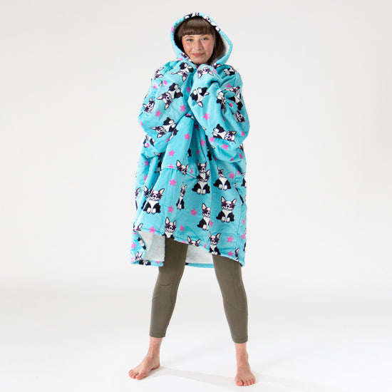 Oversized Hoodie-deken Sweatshirt voor Volwassenen - Minky Mopshond 02