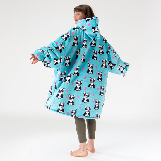 Oversized Hoodie-deken Sweatshirt voor Volwassenen - Minky Mopshond 03