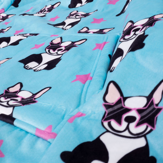 Oversized Hoodie-deken Sweatshirt voor Volwassenen - Minky Mopshond 05