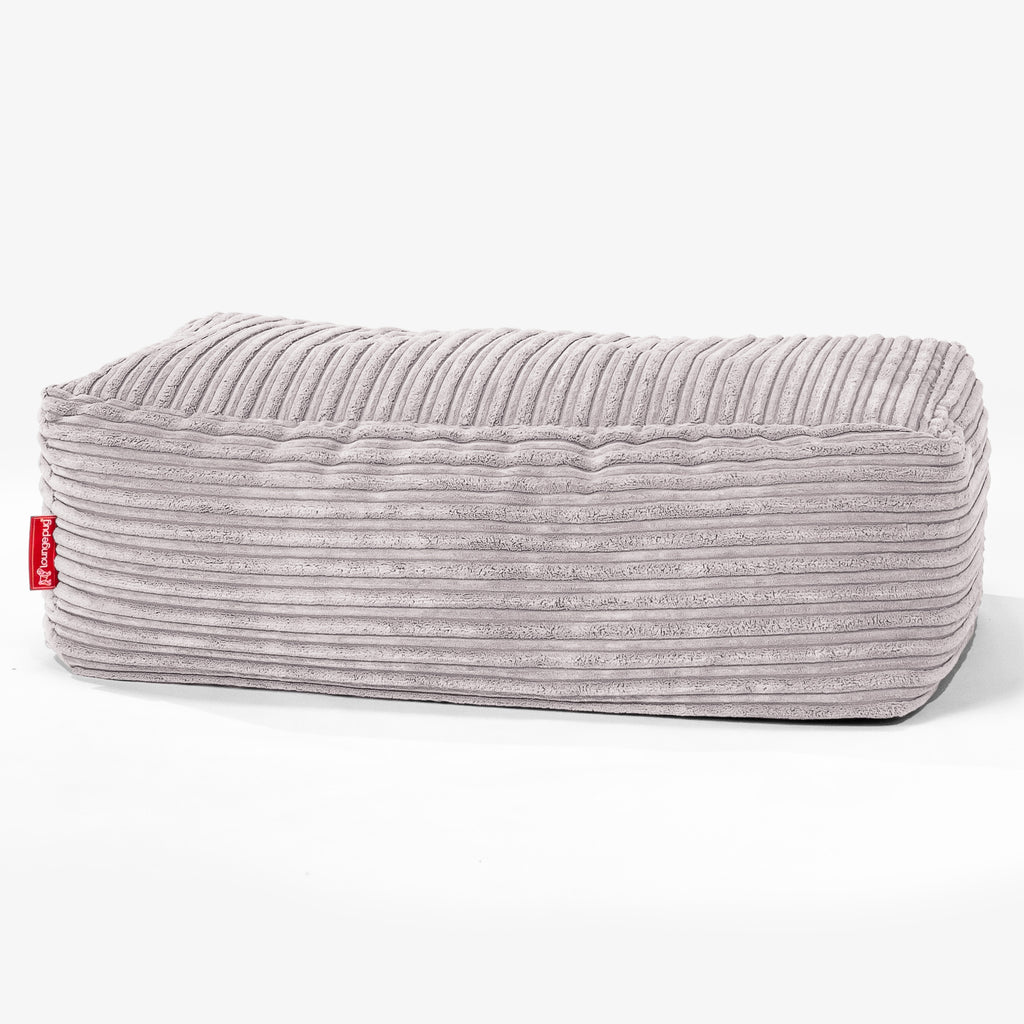 Rechthoekig Voetenbank Poef - Corduroy Aluminium Zilver 01