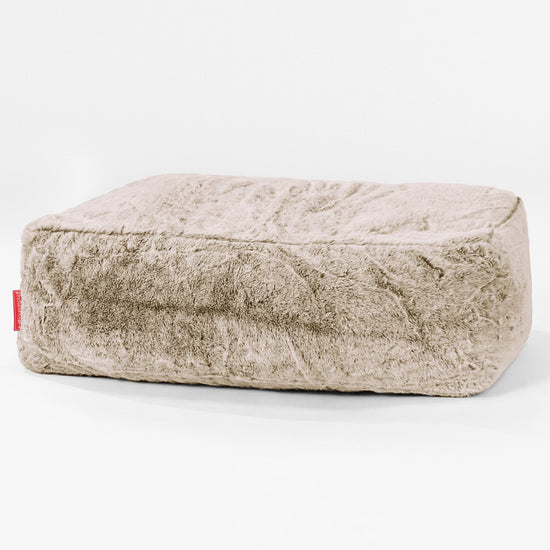 Rechthoekig Voetenbank Poef - Nepkonijnenbont Goudbruin 01