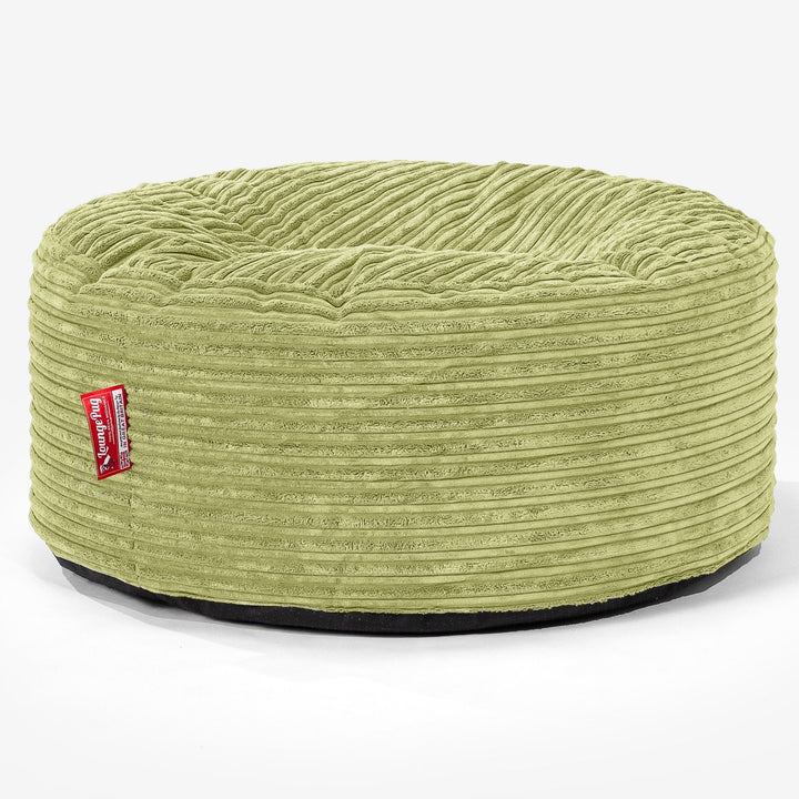 Ronde Poef - Corduroy Limoengroen 01