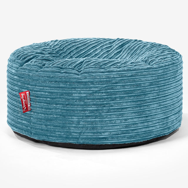 Ronde Poef - Corduroy Petrol 01