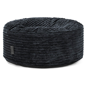 Lounge Pug Poef Zitzak van Corduroy, Kleine Voetenbank, Zwart, Voetsteun voor Woonkamer Lounge Pug Poef Zitzak van Corduroy, Kleine Voetenbank, Zwart, Voetsteun voor Woonkamer
