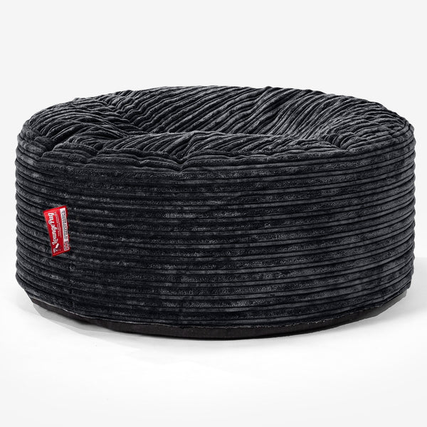Ronde Poef - Corduroy Zwart 01