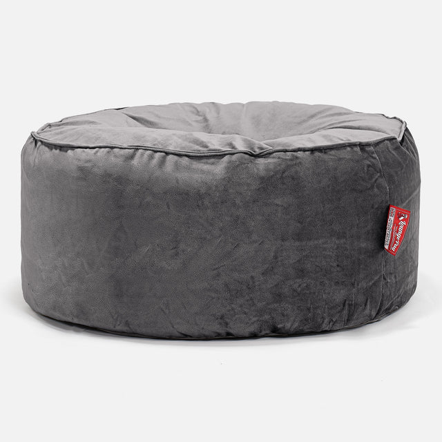 Ronde Poef - Fluweel Graphite Grijs 01