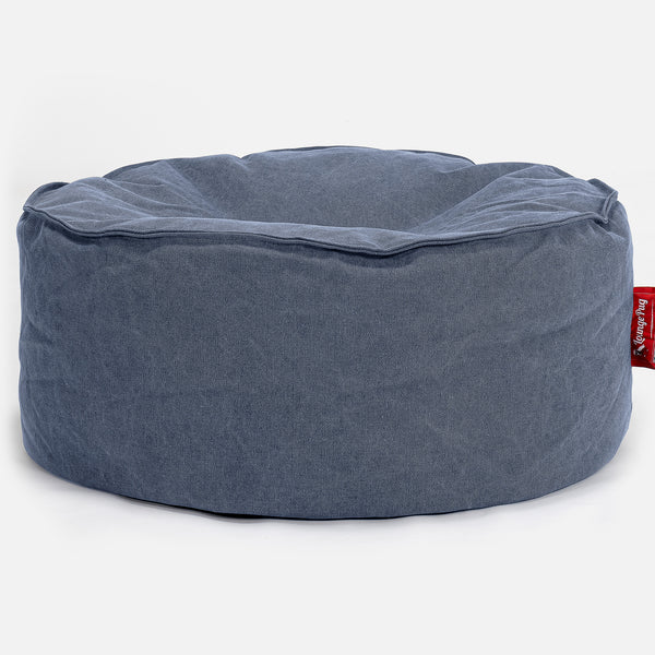 Ronde Poef - Stonewashed Marineblauw 01