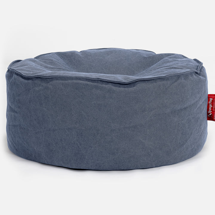 Ronde Poef - Stonewashed Marineblauw 01