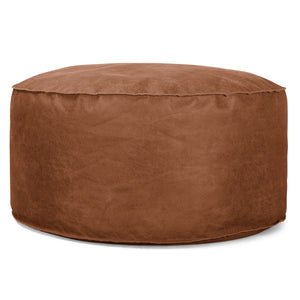 Ronde Poef - Vintage Leer Karamel