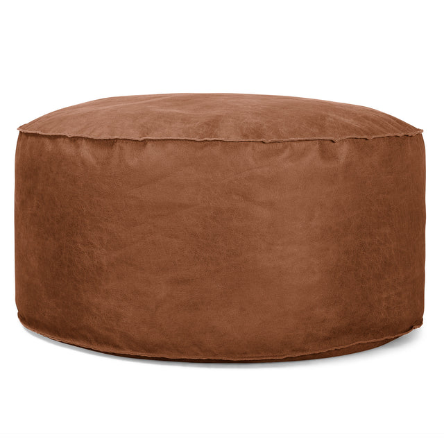 Ronde Poef - Vintage Leer Karamel 01