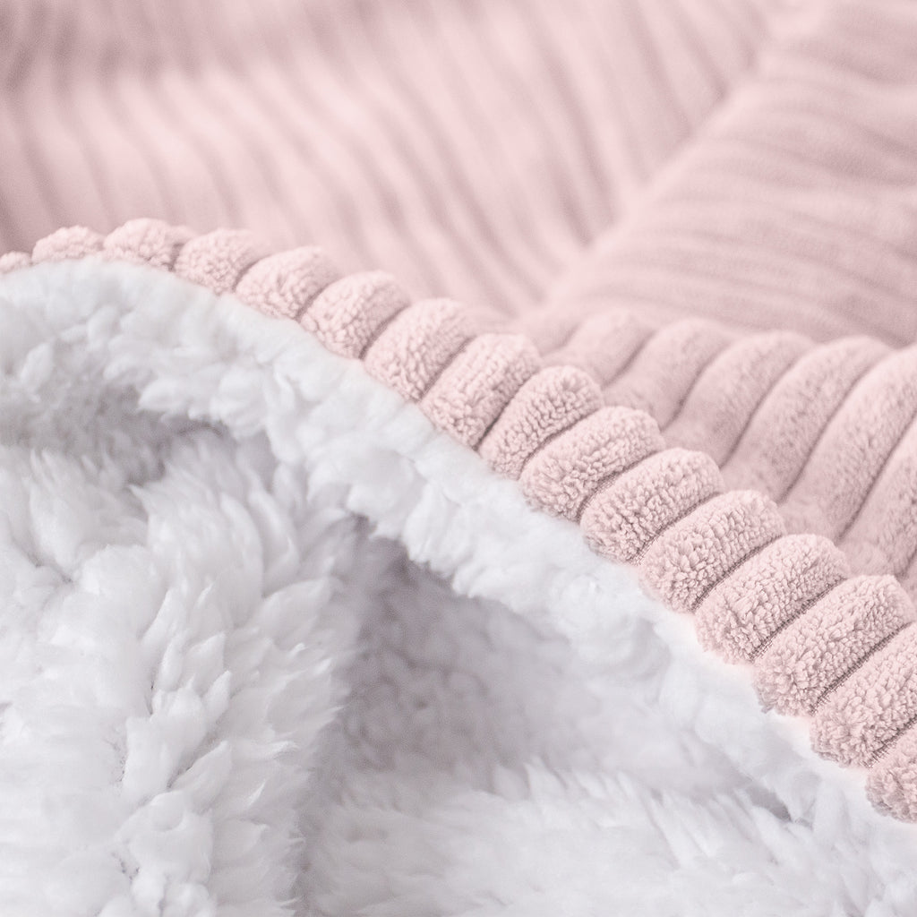 Sherpa-sprei / Deken - Corduroy Blozen Roze 04