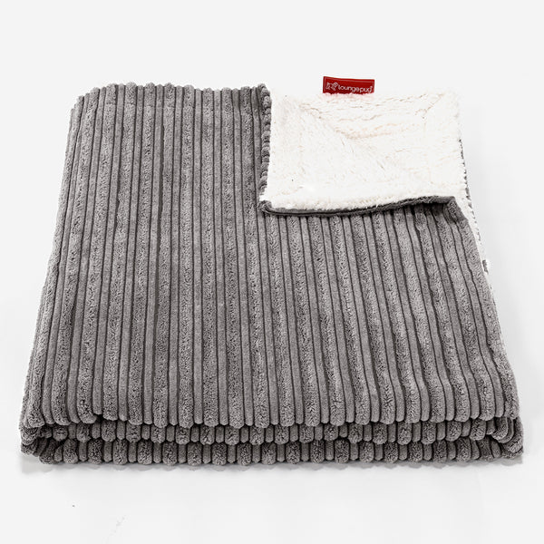 Sherpa-sprei / Deken - Corduroy Graphite Grijs 01