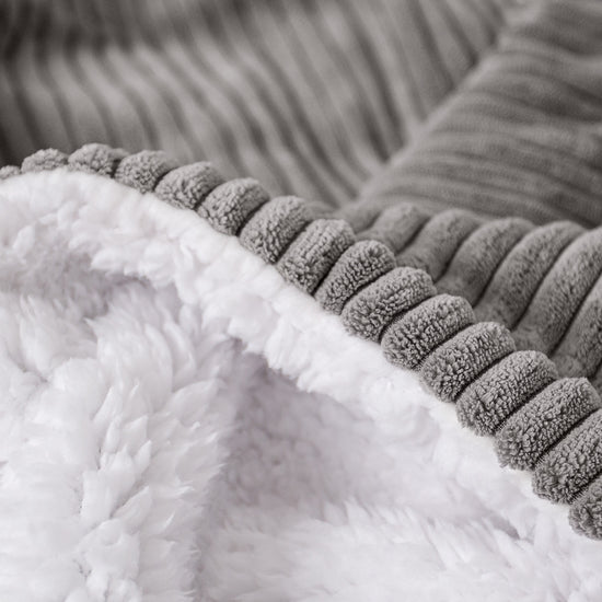 Sherpa-sprei / Deken - Corduroy Graphite Grijs 04