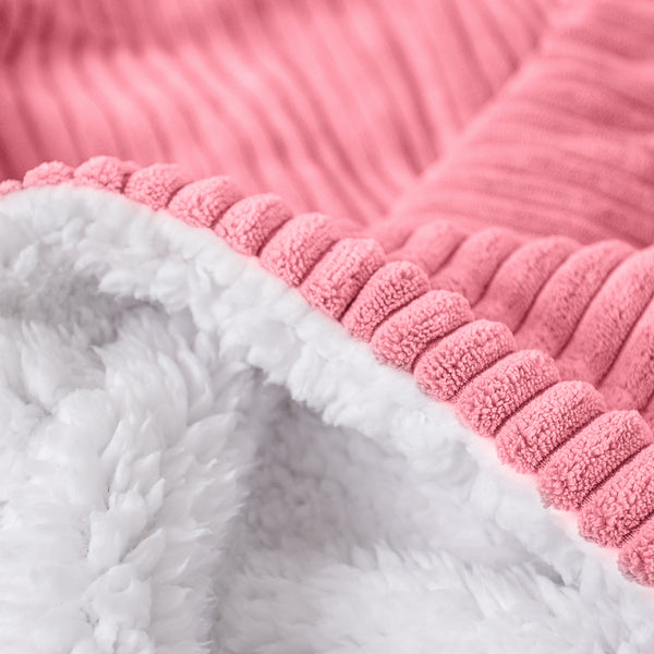 Sherpa-sprei / Deken - Corduroy Koraal Fabric Close-up Image