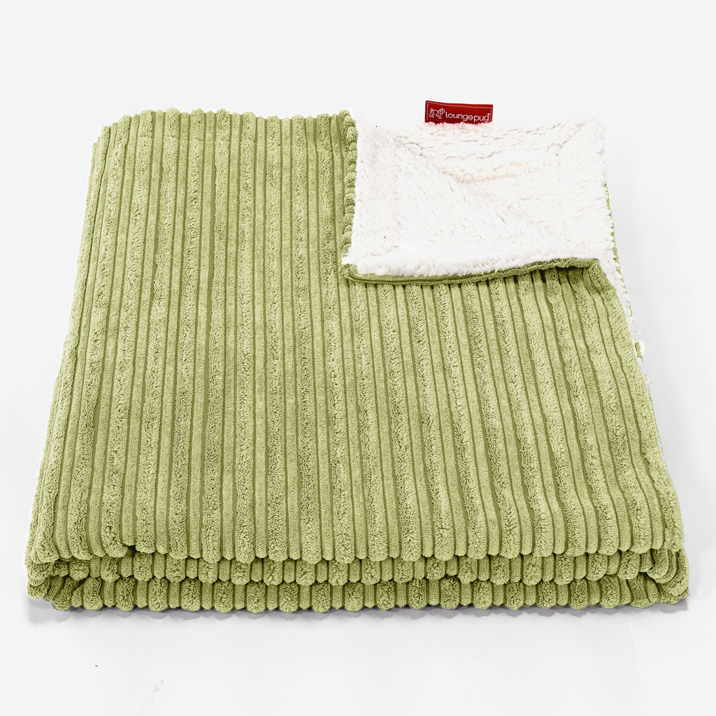 Sherpa-sprei / Deken - Corduroy Limoengroen 01