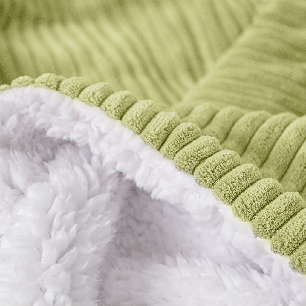 Sherpa-sprei / Deken - Corduroy Limoengroen 04