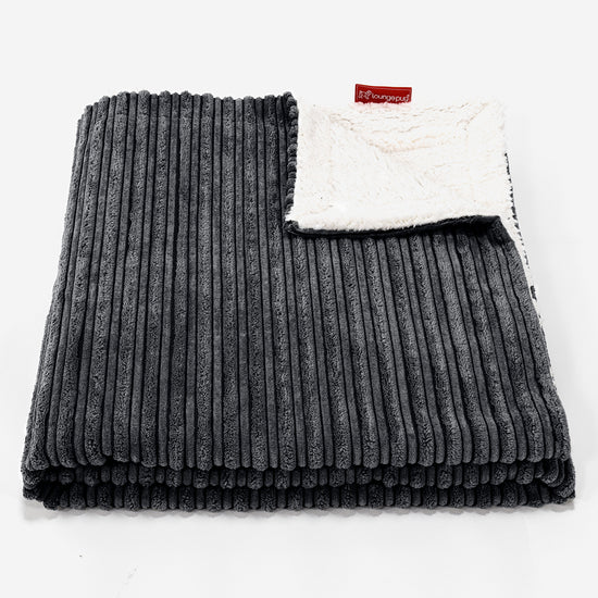 Sherpa-sprei / Deken - Corduroy Zwart 01