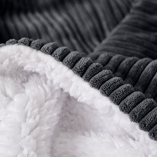 Sherpa-sprei / Deken - Corduroy Zwart 04