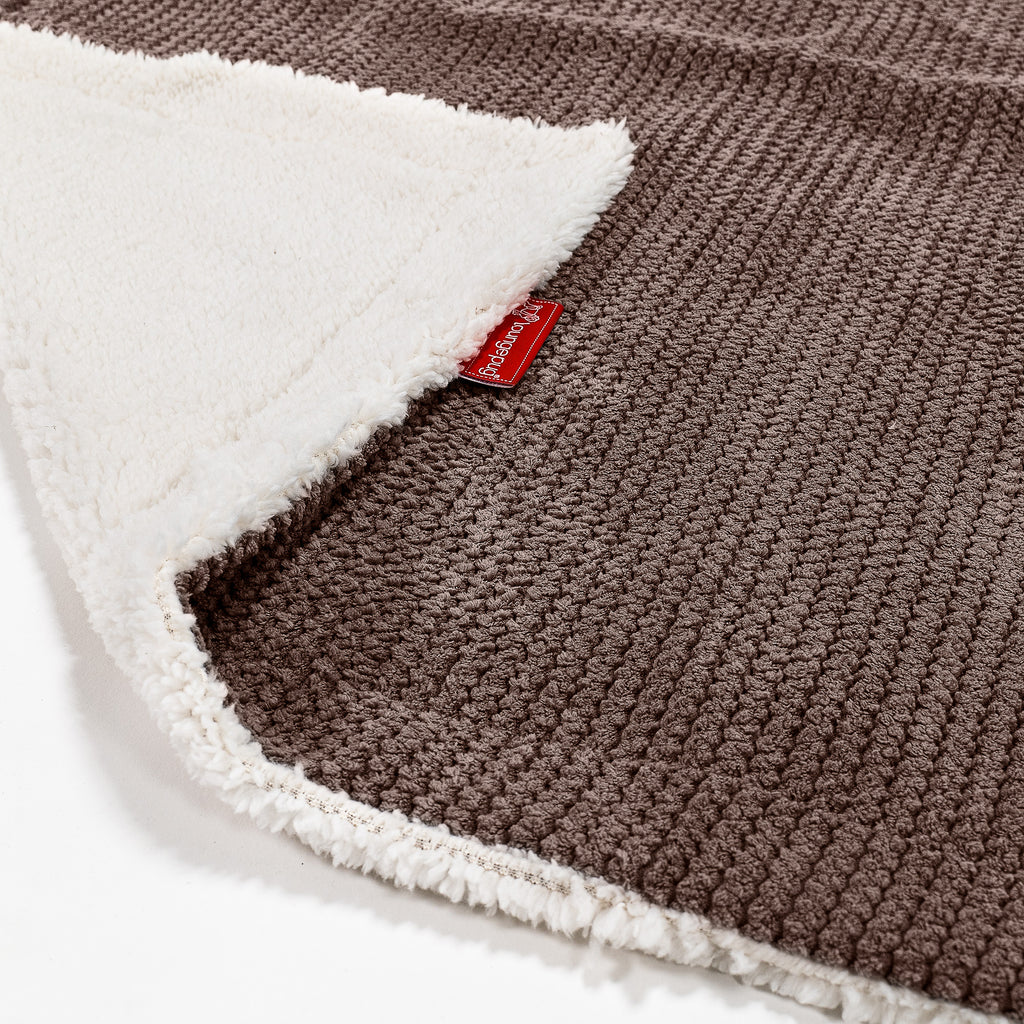 Sherpa-sprei / Deken - Pompom Chocolade 02