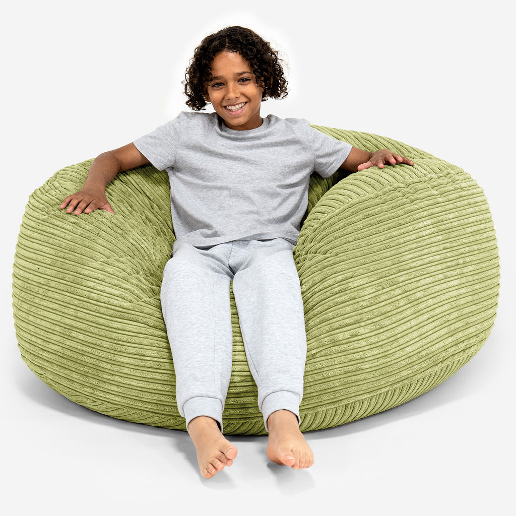 Ultracomfortabele Supersized Kinderzitzak 6-14 jaar oud - Corduroy Limoengroen 01