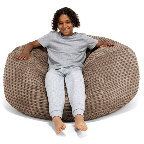 Ultracomfortabele Supersized Kinderzitzak 6-14 jaar oud - Corduroy Mocha Bruin 01