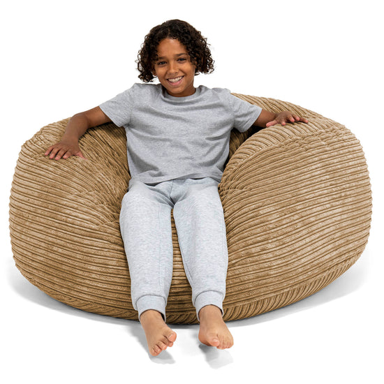 Ultracomfortabele Supersized Kinderzitzak 6-14 jaar oud - Corduroy Zand 01