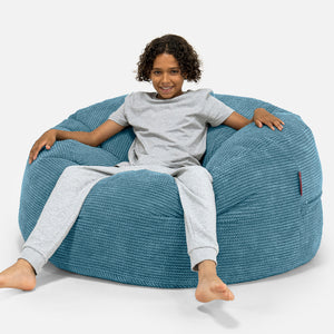 Ultracomfortabele Supersized Kinderzitzak 6-14 jaar oud - Pompom Petrol