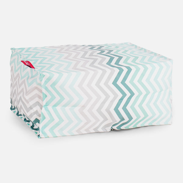 Voetenbank Poef - Geometrische Afdruk Chevron Petrol 01