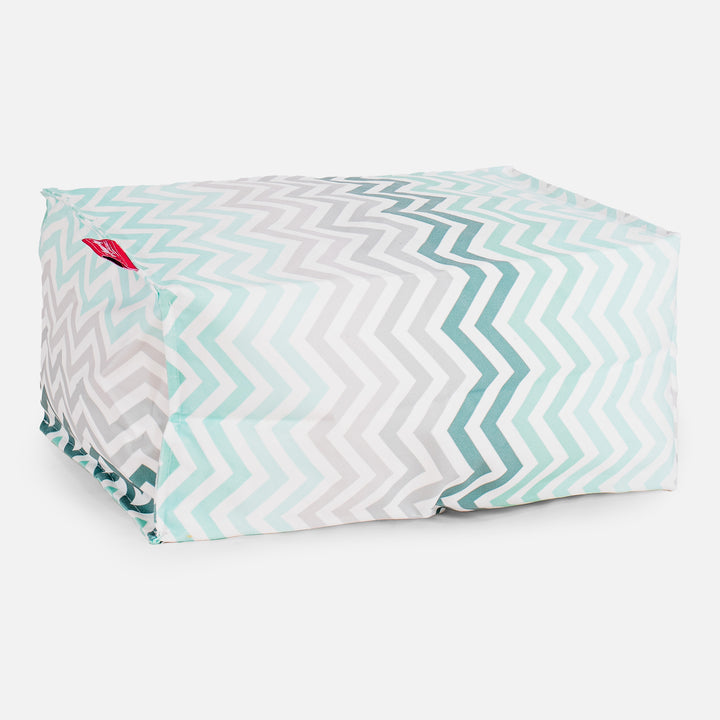 Voetenbank Poef - Geometrische Afdruk Chevron Petrol 01