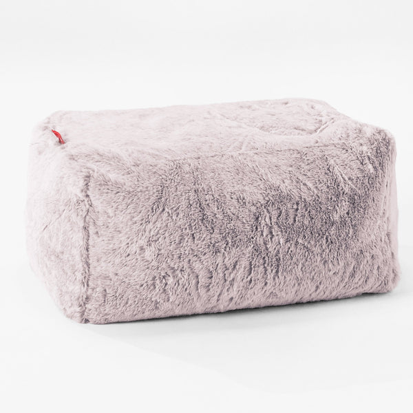 Voetenbank Poef - Nepkonijnenbont Stoffig Roze 01
