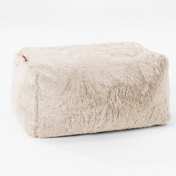Voetenbank Poef - Nepkonijnenbont Wit 01