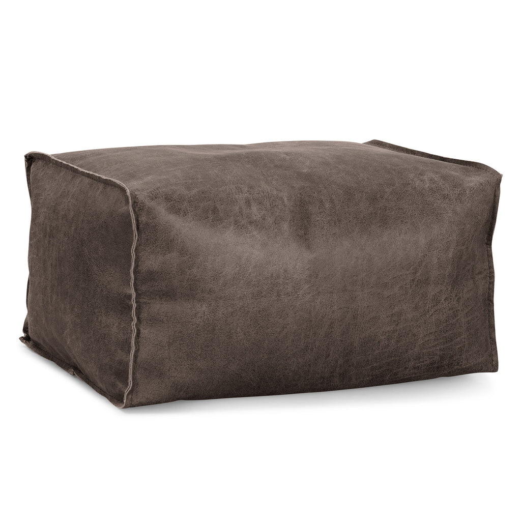 Voetenbank Poef - Vintage Leer Leisteen Grijs 01