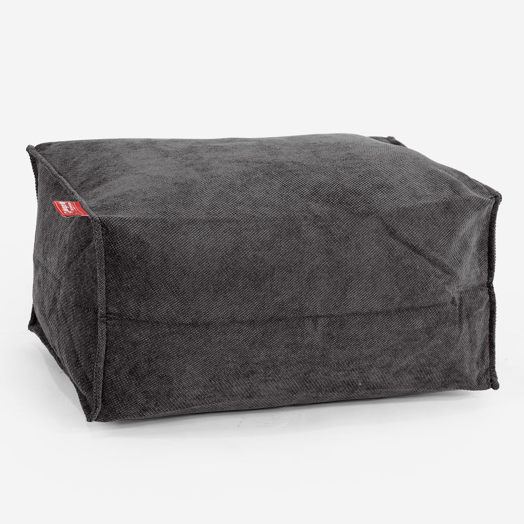 Voetenbank Poef - Wafelstof Graphite Grijs 01