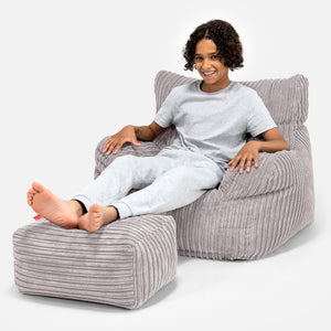 Zitbankfauteuil voor Tieners 6-14 jaar oud - Corduroy Zilvergrijs