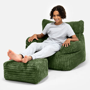 Zitbankfauteuil voor Tieners 6-14 jaar oud - Corduroy Bosgroen