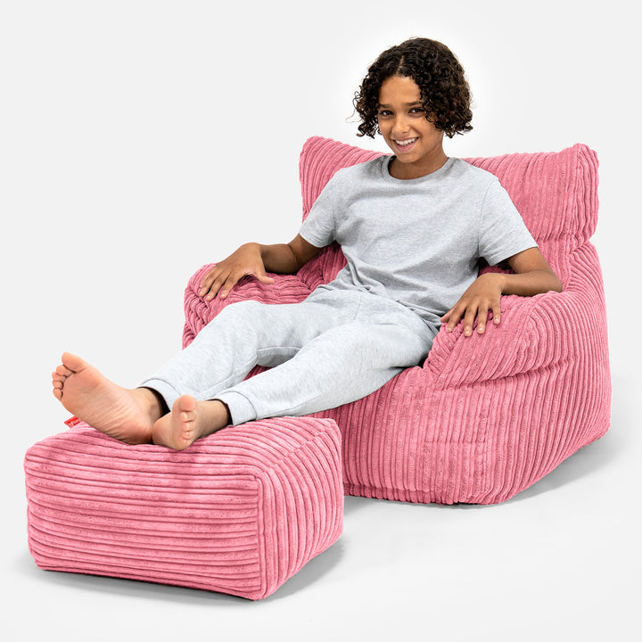 Zitbankfauteuil voor Tieners 6-14 jaar oud - Corduroy Koraal 01