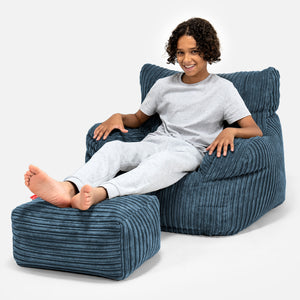 Zitbankfauteuil voor Tieners 6-14 jaar oud - Corduroy Marineblauw