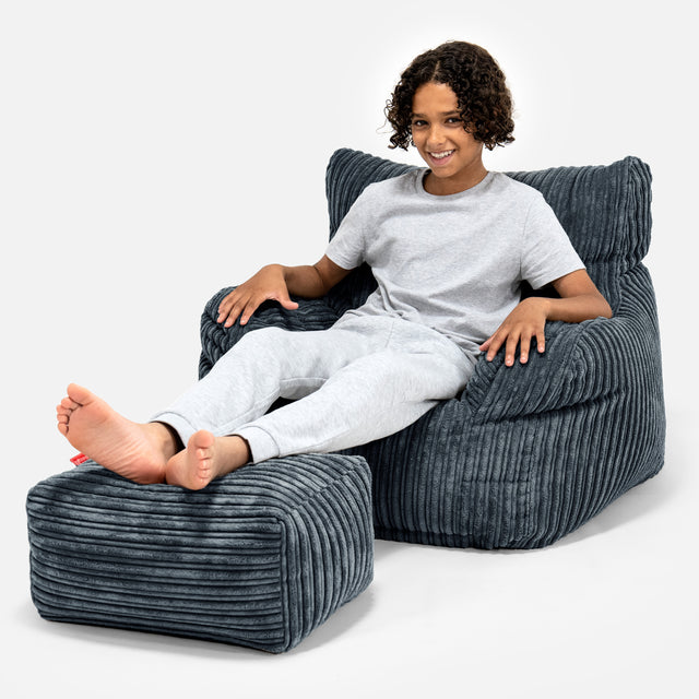 Zitbankfauteuil voor Tieners 6-14 jaar oud - Corduroy Steelgrijs 01