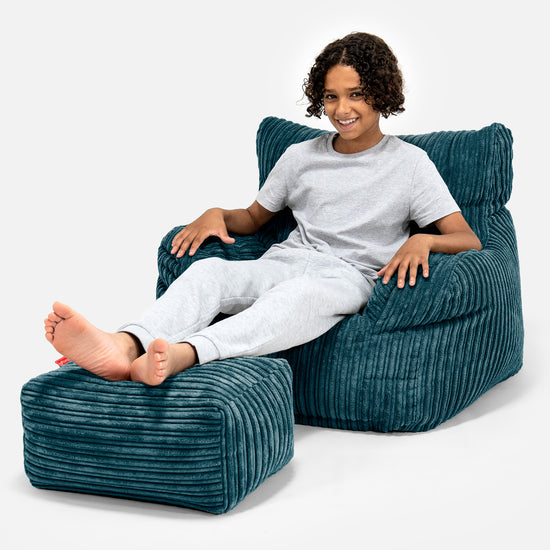 Zitbankfauteuil voor Tieners 6-14 jaar oud - Corduroy Teal 01
